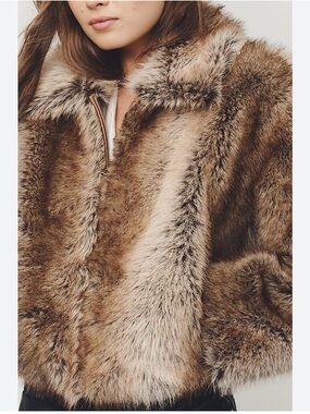 Faux Fur Brown Bomber Jacket - Women